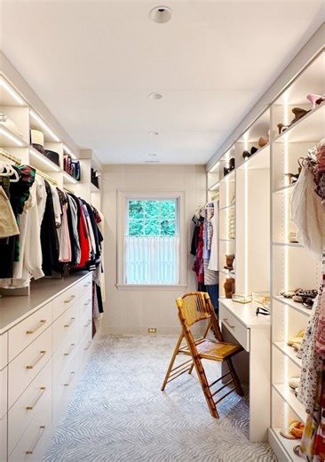 12K views · 91 reactions | Are you dreaming of a closet upgrade?  It’s time to create the space you deserve! Start your free design consultation today: https://container.store/3DJ8Qi6 To give her clients their dream closet, @gridandglam chose our exclusive luxury, wood-based system, Preston. Here are the custom features she included:  LED Lighting  Soft-close drawers  Waterfall Matte Gold Hardware  Finish: Iced Oak | The Container Store | Facebook