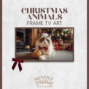 Ragdoll Cat Playing With String Frame TV Art, Christmas Tree (digital Download) - Etsy