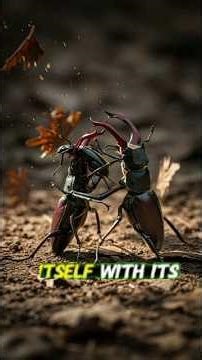 This Tiny Beetle Fights Like a Warrior! 🪲⚔️🔥#NatureBattle #shorts #AnimalShorts