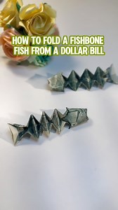 How to fold a fishbone fish from a dollar bill#giftideas #easytutorial #howto #origami #dollar #money #fish #fishbone #bone | Pearbee2072