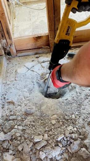 Chipping concrete. Do you want to replace your shower with a bathtub? #menifeevalleyplumbing