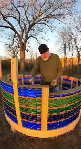 DIY Rainbow House Project Using Old Bottles