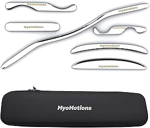 6-Piece Stainless Steel Iastm Set - Muscle Scraper Massage Tool for Deep Tissue by myofascial Release Tool Comes with a Storage Bag
