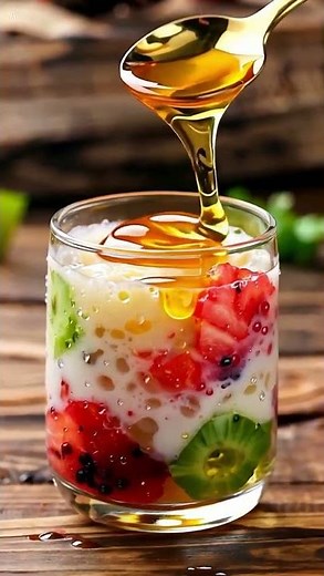 Golden Honey Drip into Smoothie 🍯🥤 | Ultra Satisfying ASMR Flow (Loop Video) #honey #honeyflow