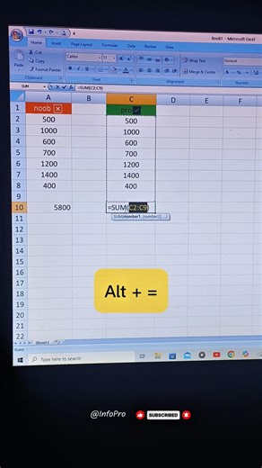 Don't Miss The Excel Sum Shortcut ❌ | Computer Education| Excel | #excel #tipsandtricks #shorts