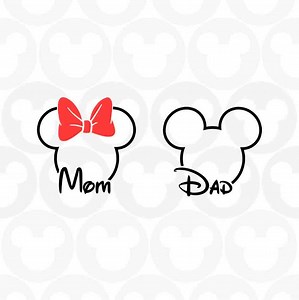 Mom Dad, Family, Mickey Minnie Mouse, Outline, Head Ears Bow, Svg Png Formats, Instant Download, Silhouette, Cricut - Etsy