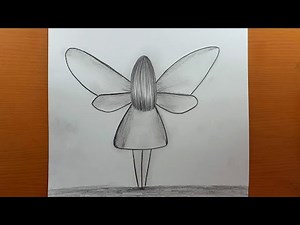 desenho para desenhar | Como desenhar Fada de costas muito fácil Passo a passo lápis,carvão