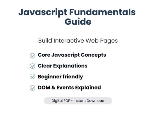 Javascript Fundamentals Guide - Fundamentals for Interactive Web Development, Javascript Core Concepts and Web Development, Computer Science - Etsy