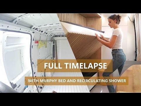 VAN CONVERSION FULL TIMELAPSE + TOUR | With murphy bed and full bathroom