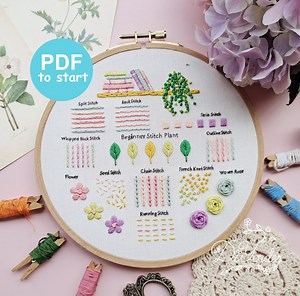 Plant Embroidery Pattern: Beginner Stitch Guide (PDF Download) - Etsy
