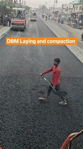 DBM Laying and compaction work| Paver machine| Dense bituminous Macadam| #heavycivil #construction