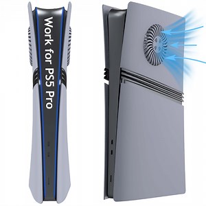 Faceplate for PS5 Pro Console with Cooling Vent & Dust Filter, Cover Plate Replacement (Digital Edition, Grey)