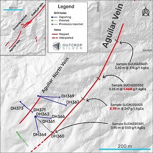 Outcrop Silver Intercepts 6.52 Metres of 828 Grams Silver Equivalent Per Tonne at Aguilar Discovery