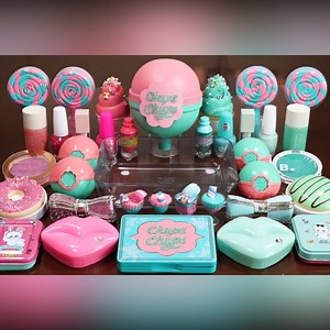 89K views · 2K reactions | Chupa Chups - Mixing Pink & Mint Eyeshadow, Makeup and Glitter Into Slime! Satisfying Slime VideoASMR★ | Luxury Cosmetics | Facebook