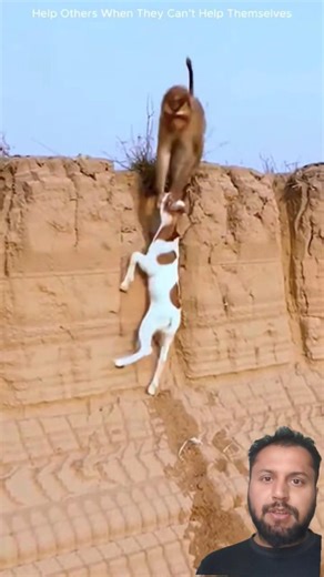 Trapped Baby Goat Can’t Climb Out… Monkey Rescues at the Last Moment! ❤️ #animalrescue