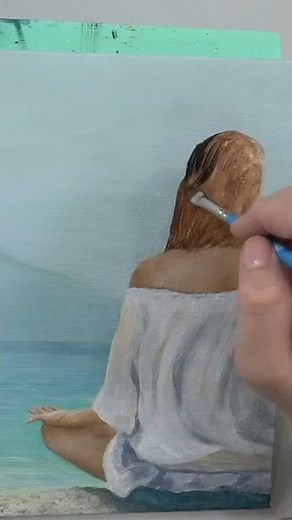 “Woman on the Beach” full acrylic painting tutorial available on my channel! #shorts #shortsfeed