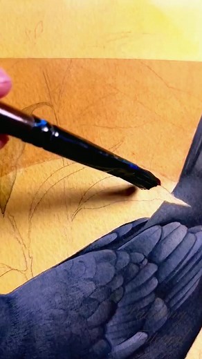 7.8K views · 103 reactions | Black bird painting #birdart #bird #birds #art #birdsofinstagram #birdartist #birdpainting #animalart #wildlifeart #artist #illustration #painting #nature #watercolor #birdartwork #birdlovers #drawing #artistsoninstagram #birdillustration #artwork #birddrawing #natureart #birdwatching #wildlife #artoftheday #inktober #birding #watercolorpainting #sketch #birdlover | Painting Tutorial | Facebook