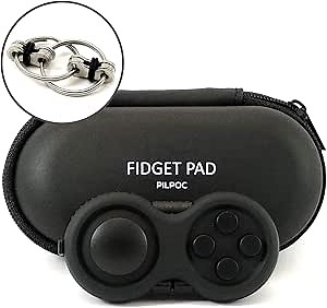 PILPOC Fidget Pad, Fidget Controller Toy for Highly Increased Focus, Reduced Stress & Anxiety, Enhances Productivity & Calms Nerves for ADHD, Remote Control Sensory Play for Kids (Black)