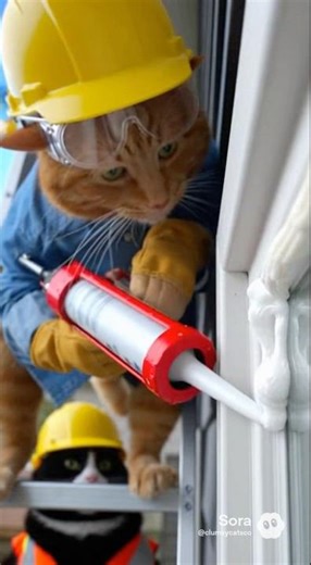 Clumsy Cats Fail Installing Windows on a House in Seattle