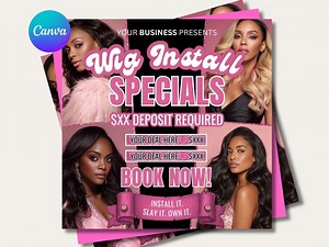 Hair Stylist Flyer for Hair Salon Booking Flyers Pink Books Flyer Wig Install Specials New Client Flyer Hair Stylist Sale Flyer Hair Tech - Etsy