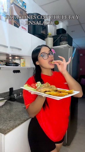 PATACONES CON CHULETA Y ENSALADA🥗😍 | Yudiel Vergara