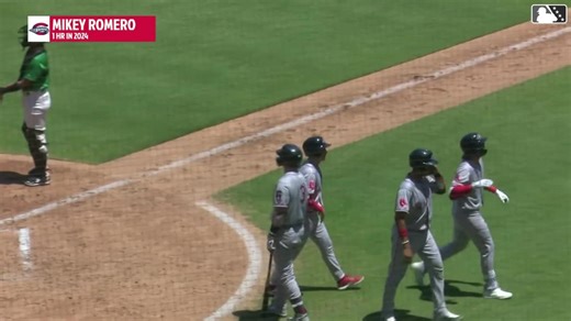 Red Sox prospect Mikey Romero lifts a three-run homer