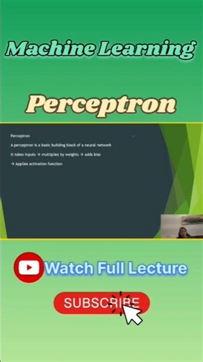 Perceptron Explained in 60 seconds !! Watch Full video on my youtube channel #perceptron #mlplaylist
