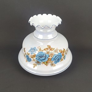 VERY Large Hurricane Lamp Top Shade With Iridescent Milk Glass and Floral Decoration 10" Fitter - Etsy