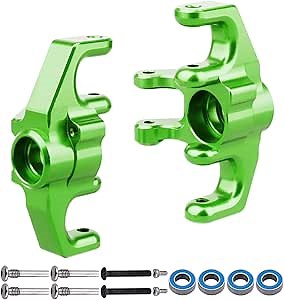 Aluminum Steering Spindle Set and Hardware Ball Bearings Steering Blocks Front Steering Knuckles for Losi Baja Rey Upgrades Parts, Replaces LOS234005 (Green)