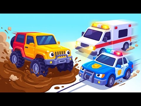 Fallen Tree Blocks the Bridge! Police Car Saves Trapped Cars | Vehicle Animation