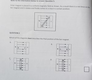 A bar magnet is placed in a uniform magnetic field as shown. As... | Filo