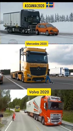 AEB Braking Test Comparison: Scania 2020 vs Mercedes 2020 vs Volvo 2020