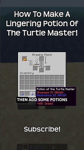 How To Make A Lingering Potion Of The Turtle Master In Minecraft!