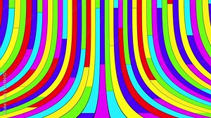 Curved multi-colored lines or slats floating down, seamless loop animation, kids funny background Stock Video