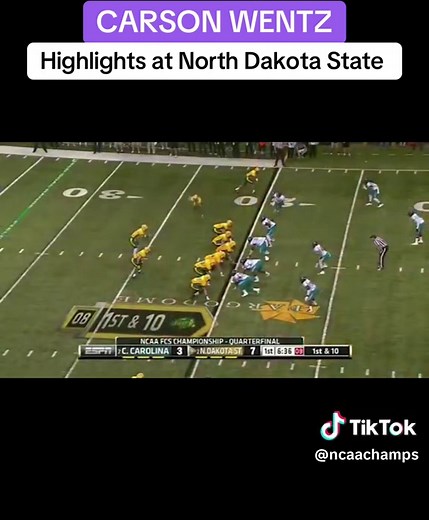 Watch highlights from Vikings quarterback, Carson Wentz, in the FCS playoffs with North Dakota State #fcs #footballhighlights #quarterback #vikings #ndsu