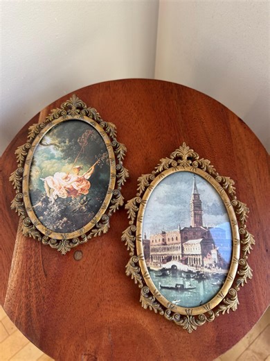 Pair of Vintage Ornate Brass Oval Frames – Convex Glass – Baroque Style Wall Decor - Etsy