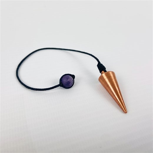 100% Pure Copper Dowsing Pendulum With Amethyst in Pouch | Solid Copper Divination Pendant - Etsy