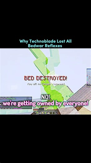 Technoblade Lost His Bedwar Reflexes ☠️|| #shorts #technoblade #bedwars