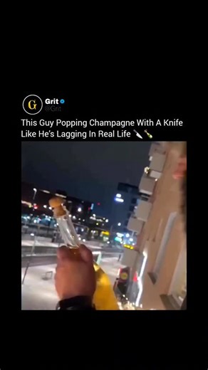 Grit on Instagram: "What looks like a wild party trick is actually a centuries-old ritual known as sabrage. Instead of twisting a cork, the bottle is opened by sliding a blade along the neck until the top snaps off in one clean, dramatic motion, sending the cork and glass flying as the champagne pours out. The tradition dates back to the Napoleonic era, when French cavalry officers celebrated victories by opening bottles with their sabres on horseback. The name itself comes from sabre, the Frenc