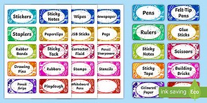 Watercolours Drawer Peg Labels