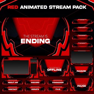 Red Animated Stream Package: for Twitch Overlay, Youtube, Kick, Facecam, Panels, Alerts, Stream Overlays - Etsy