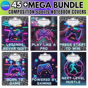 Boys Sports Notebook Cover, Canva Template Bundle (digital Download) - Etsy