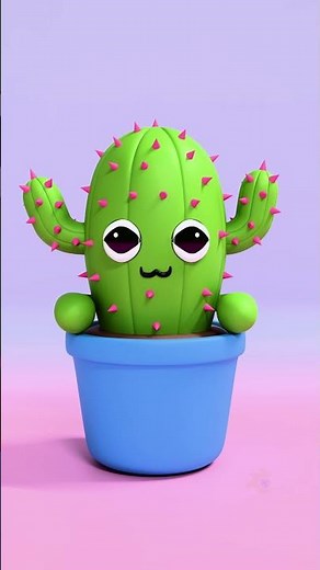 Cute cactus cartoon animation in blender 4.5 #blender