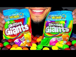 SKITTLES GIANTS ORIGINAL CRAZY SOURS COMMERCIAL CANDY EATING MUKBANG UK USA ASMR