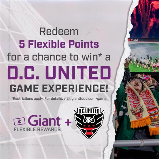 Score a D.C. United experience with Giant! Redeem 5 Flexible Points to enter for a chance to win* | Giant Food | Facebook