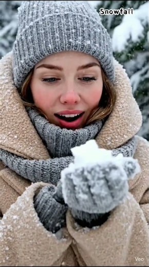 Snowfall Eating ASMR ❄️ AI Girl | Relaxing & Satisfying Sounds | #asmr #shorts #eating
