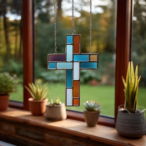 Christian Cross Stained Glass Pattern , Religious PDF Suncatcher Template - Etsy