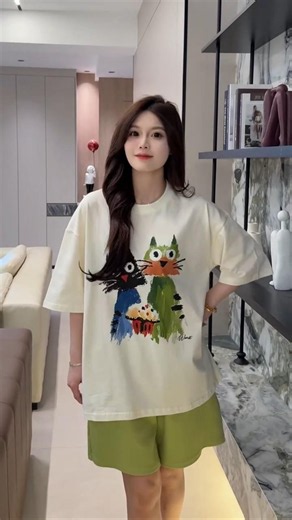Cute Cat Print Pajama Set for Women | Soft Summer Shorts Set #girlsoutfit #outfitideas #shorts