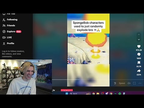 xQc Dies Laughing at SpongeBob Characters Randomly Exploding