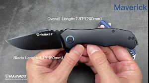 Harnds Maverick Folding Knife with D2 Steel Blade Pocket Knife with G10 Handle Flipper Open Camping Knife with Pocket Clip (black+titanium)